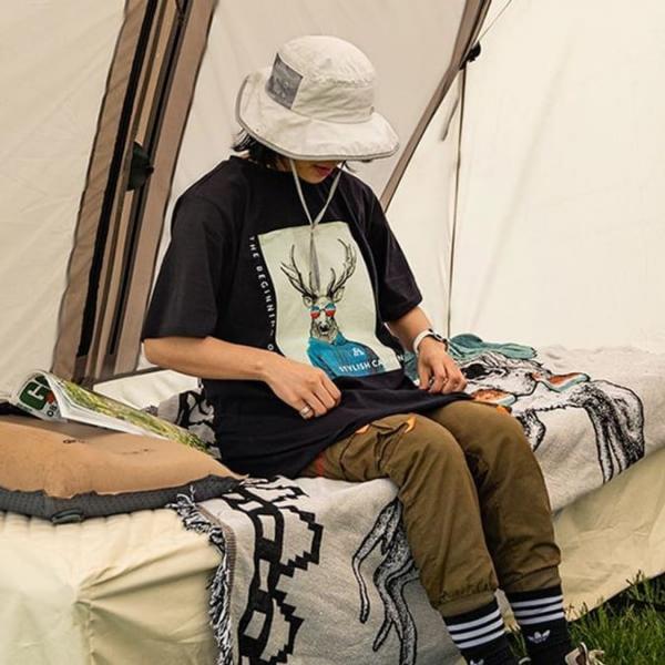 카즈미 데일리 남자 여자 반팔티 아트페인팅 캠핑 여름 티셔츠 XXL