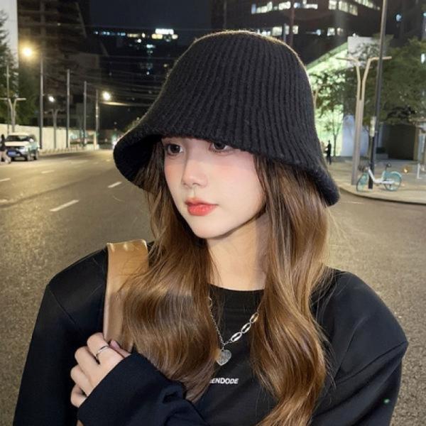 캠핑 산책 겨울 여성 니트 버킷햇 벙거지 모자