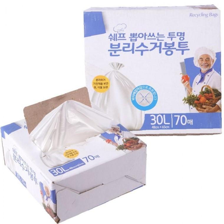재활용 분리 깔끔한 수거 봉투 쓰레기 비닐 봉지 30L 70매