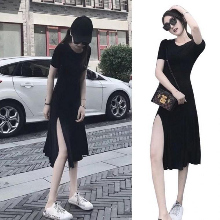 여름원피스 원마일 블랙 옆트임 블랙원피스 웨어 원피스 여름 데일리 반소매