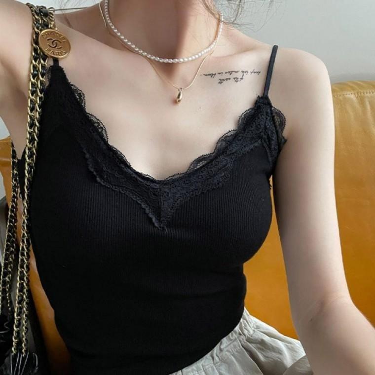 여름브라 민소매 여름 체형 모달브라 일체형 레이스 캐주얼 모달 브 나시 브라 이너 캡 여성