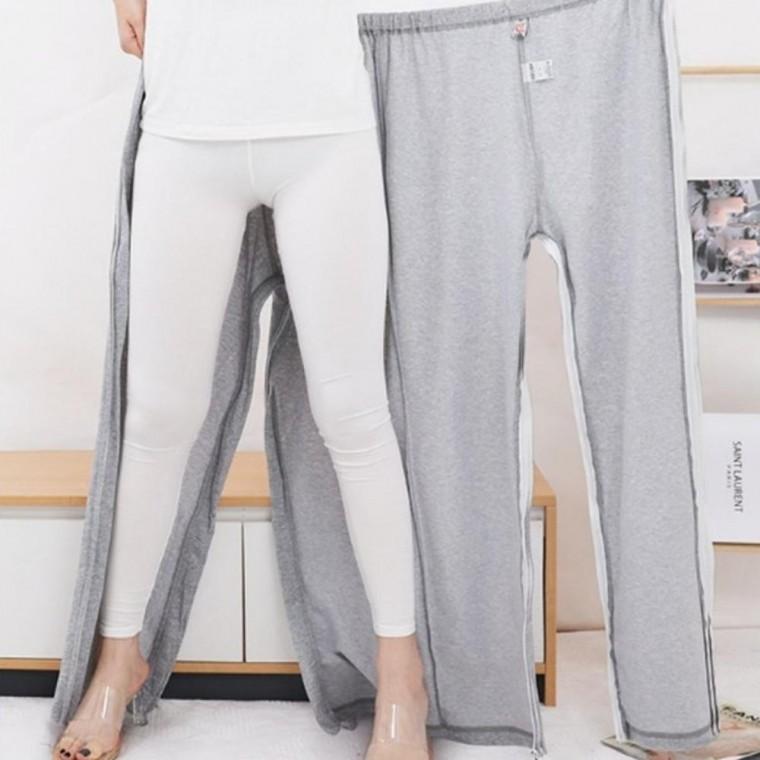 노인 환자용 편안한 검진복 상의 바지 트임 디자인 지퍼 버클 건강검진복장 환자가운 검진가운