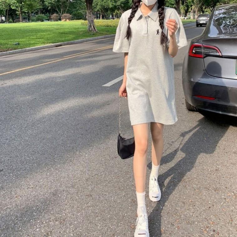 봄원피스 빅사이즈 여름 여름원피스 봄 반팔티 원피스 여성 미니 카라 치마