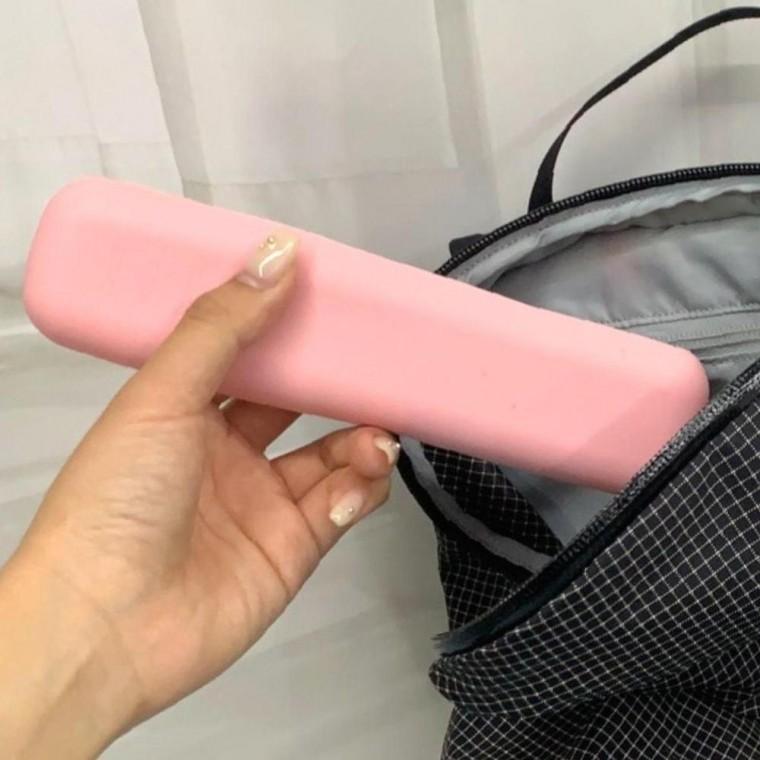 실리콘 메이크업 홈케어 브러시 보관파우치 핑크