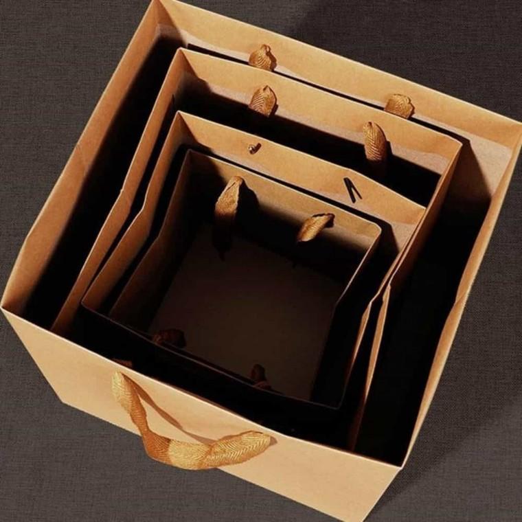크라프트 쇼핑백 25cm 정사각형쇼핑백 도시락쇼핑백 크라프트종이가방
