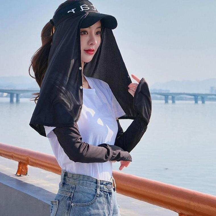 캡 롱 스마트 햇빛가리개 얇은 목 케어대 자외선차단