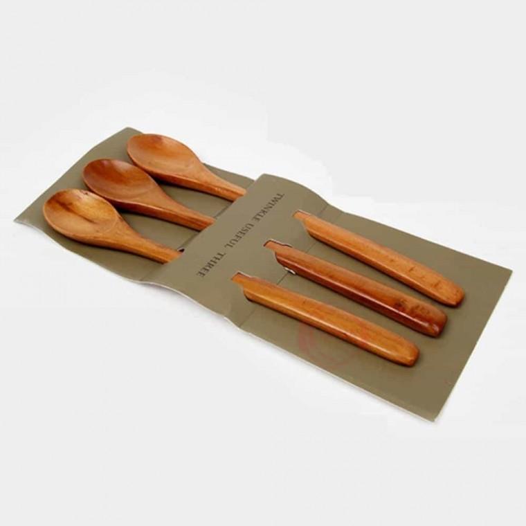 나무 롱 티스푼3p 숫가락 옻칠젓가락