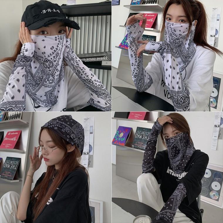 [개미물류] 넥커버팔토시세트 얇은 냉감 시원한 햇빛가리개 여름 아웃도어 골프웨어 스포츠 페이즐리 쿨