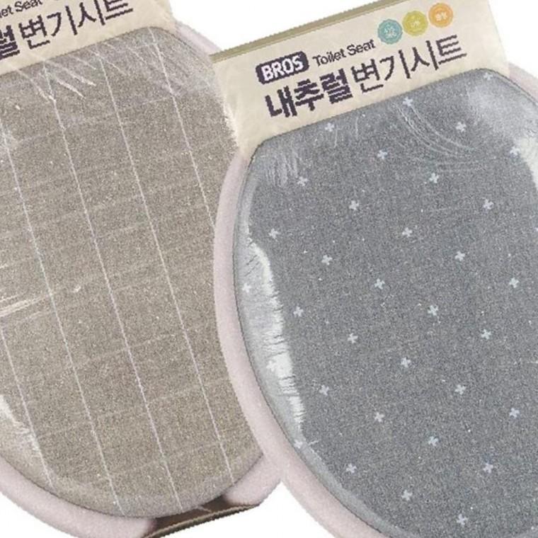 국산 푹신푹신 쿠션 리넨 린넨 변기커버 변기시트 U형 중형