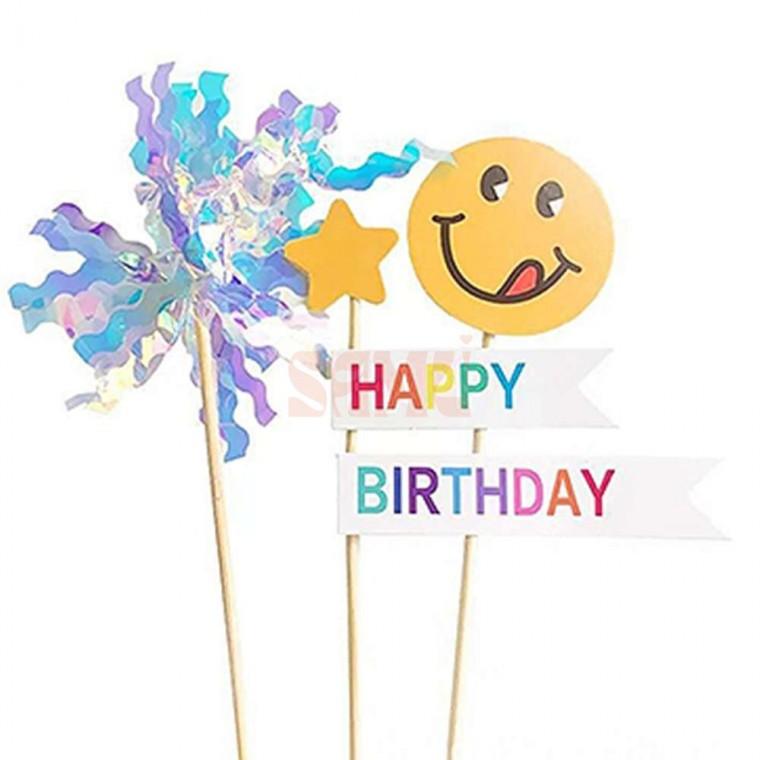 스마일 케이크 장식 생일파티 케이크토퍼