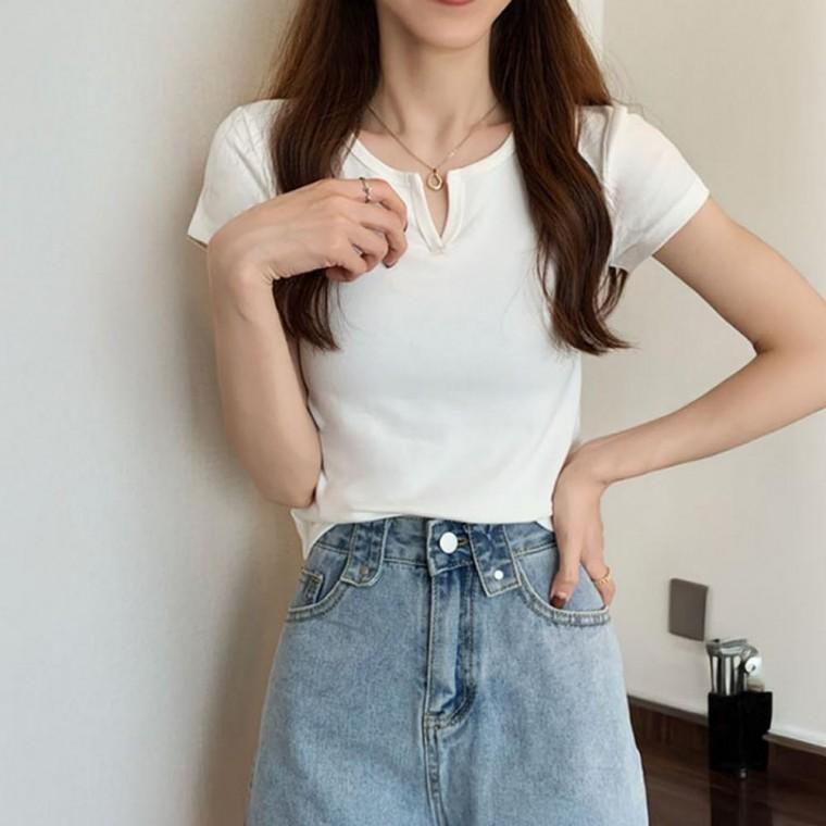 여성 브이넥 반팔티 여자운동반팔 반팔티셔츠
