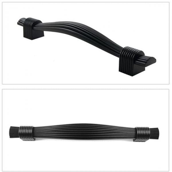 DIY 심플 주름 디자인 2구 가구용 손잡이 선택 블랙