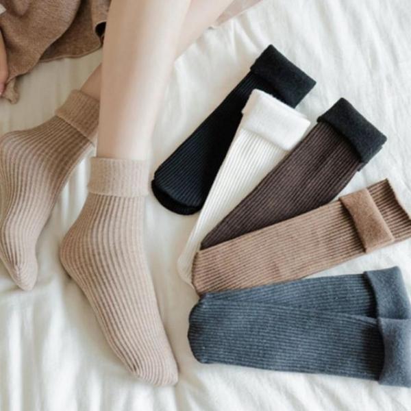 데일리 여성 패션 중목 골지 set 6P 두툼 기모 양말