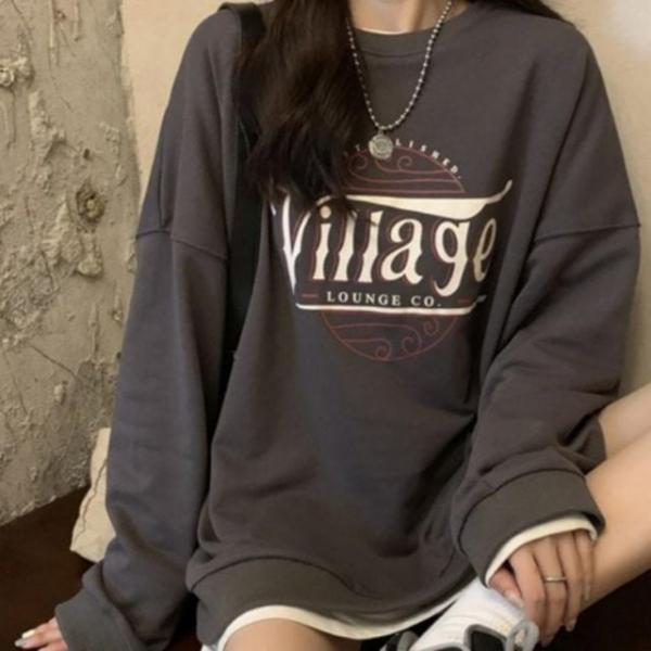 긴 기모 맨투맨 티 박스 여성 셔츠 팔 오버핏 예쁜