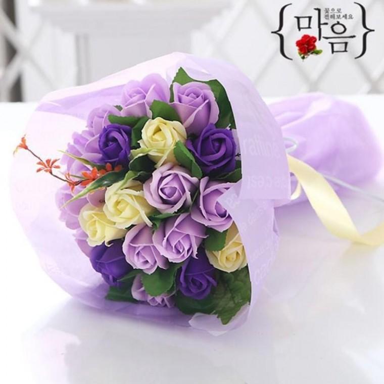 장미 깔끔한 20송이 꽃다발 바이올렛 로즈데이 성년의날 선물