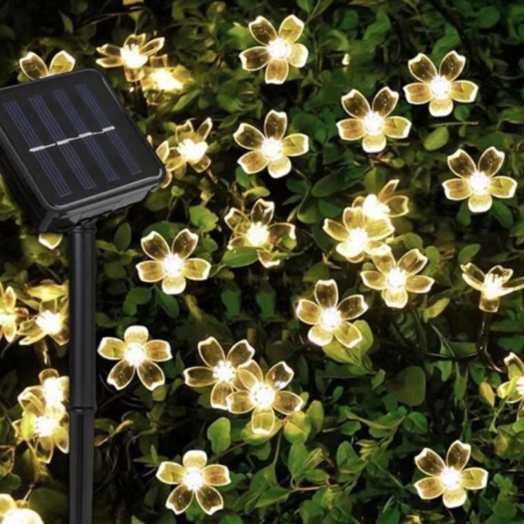 태양광 LED 50구 플라워 가랜드 전구(5m) (웜색)/재입고