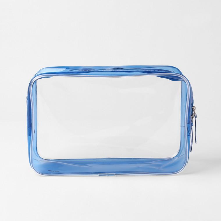 썸머데이 사각 투명 파우치(블루) (M) 20cmx6.5cmx13.5cm
