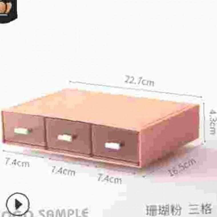 사무용품 정리수납함 정밀한 핑크3칸