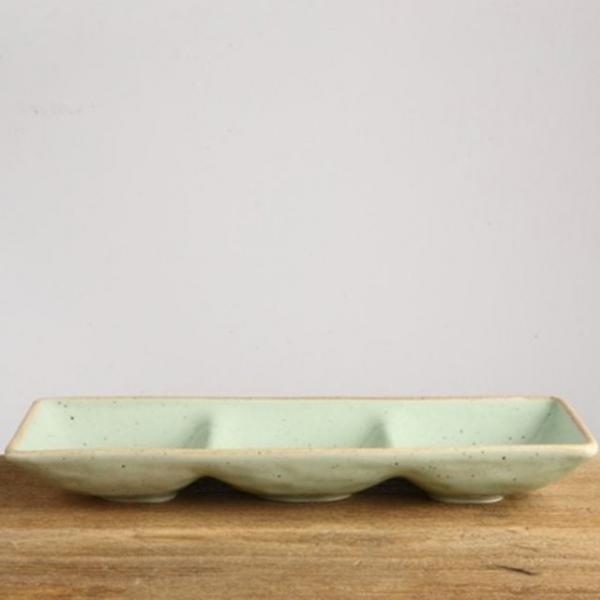 이천도자기 발수청자 삼구찬기 28.5cm 그릇 식기 나눔찬기 플레이팅