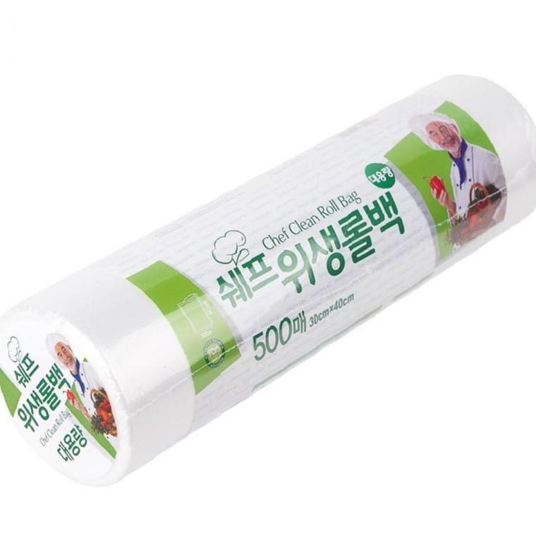국산 가벼운 쉐프 청결 롤백 30x40 500매 위생백 비닐 봉투
