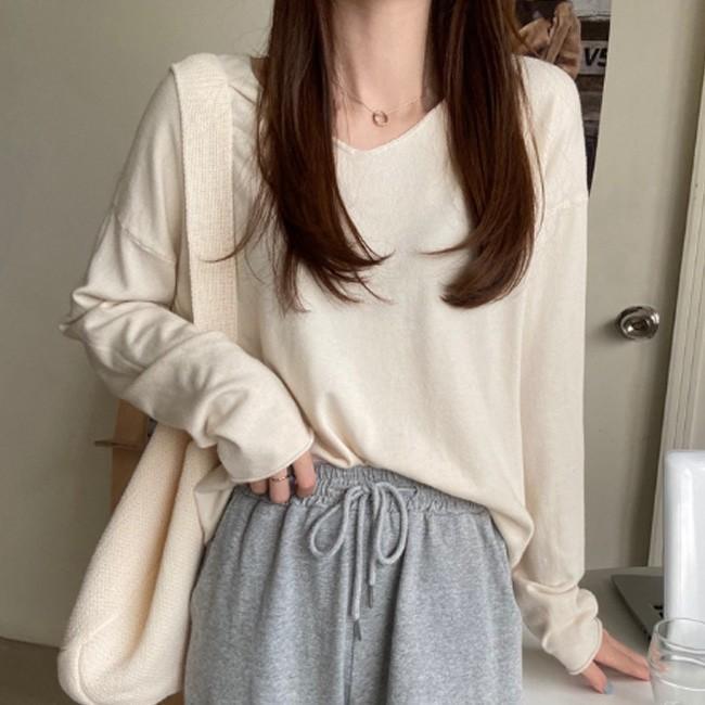 부드러운터치 데일리 아이보리 루즈핏 니트티