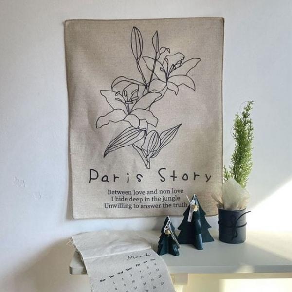 paris story 세로 백합 린넨 패브릭 포스터 48X37