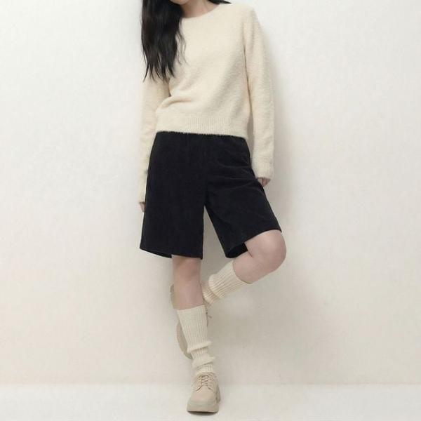 JEB-1006520 코듀로이 융털기모 A라인 버뮤다팬츠