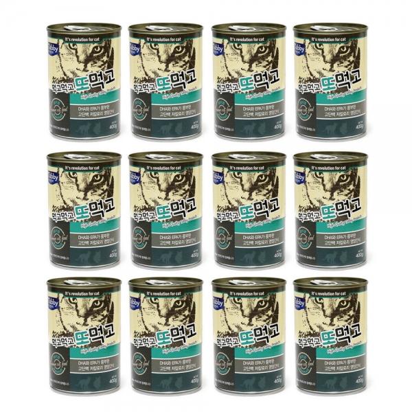 테비 고양이 테비 먹고먹고 또먹고 캔 400g (헤어볼) x 12개 (1박스)