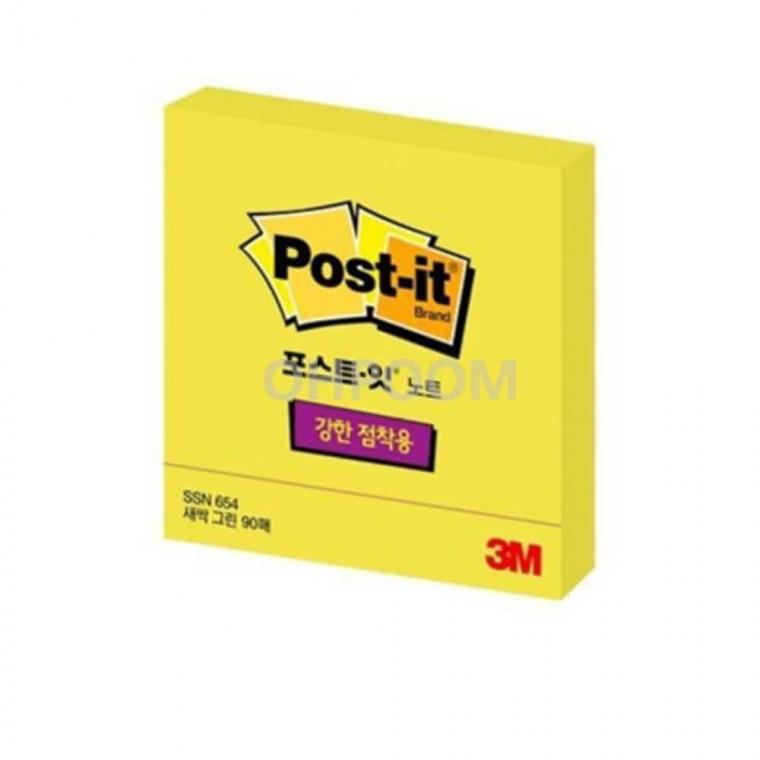 강한점착용 노트 네온그린 76x76mm 90매 라인점착메모지 미니메모지 대학생노트