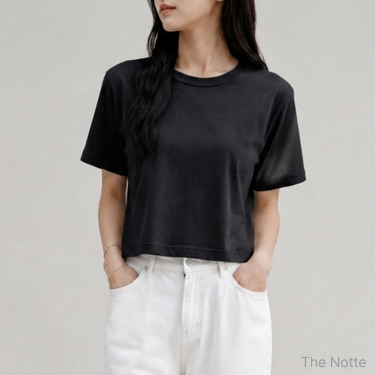 디노테 데일리 세미크롭 반팔티 키작녀쇼핑몰 여성티셔츠 여성반팔티 크롭티 여성크롭티 키작녀코디 반팔티