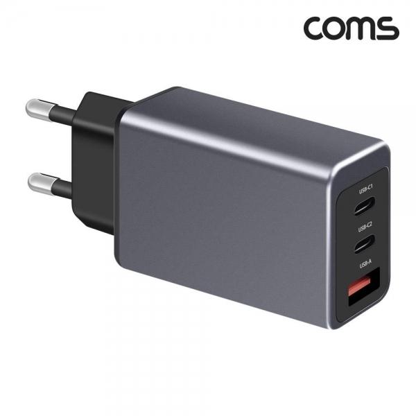 65W 3포트 GaN 고속 충전기 USB C타입 PD3.0 PPS지원 USB 전원 AC DC 스마트폰 태블릿 멀티 KT065