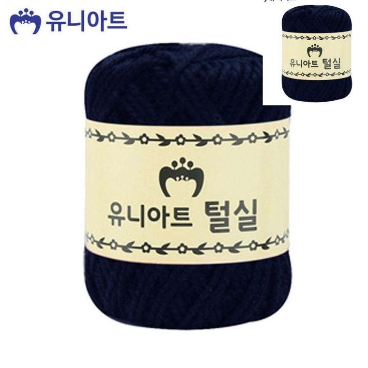 지관실 남색 뜨게수세미 수세미털실 뜨개질털실