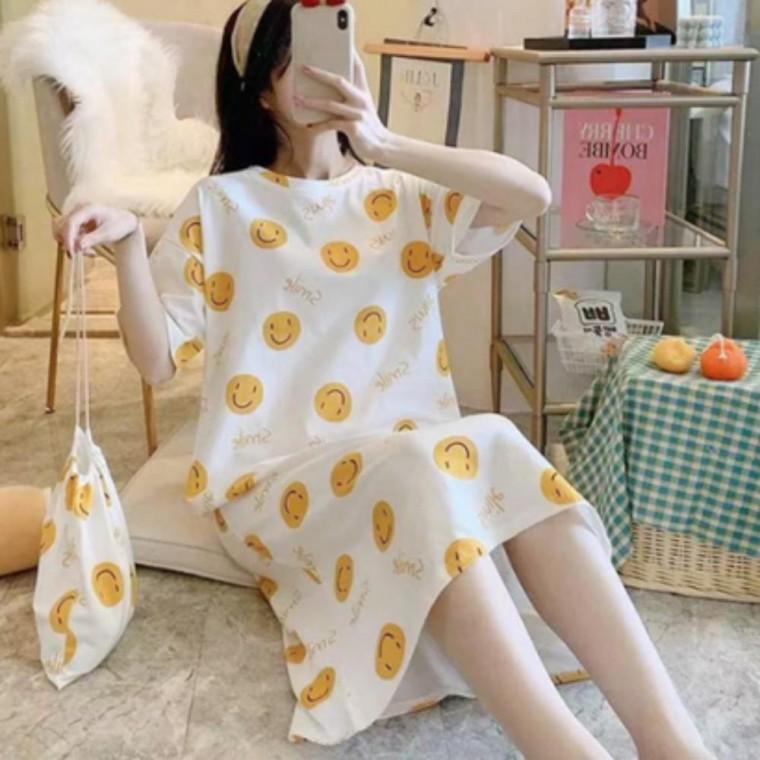 잠옷 반팔 원피스 파자마 홈웨어 임산부 면 롱 여름
