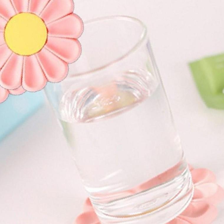 가벼운 방수 컵받침대 데이지 핑크 2P 티코스터 홈카페 브런치 소품