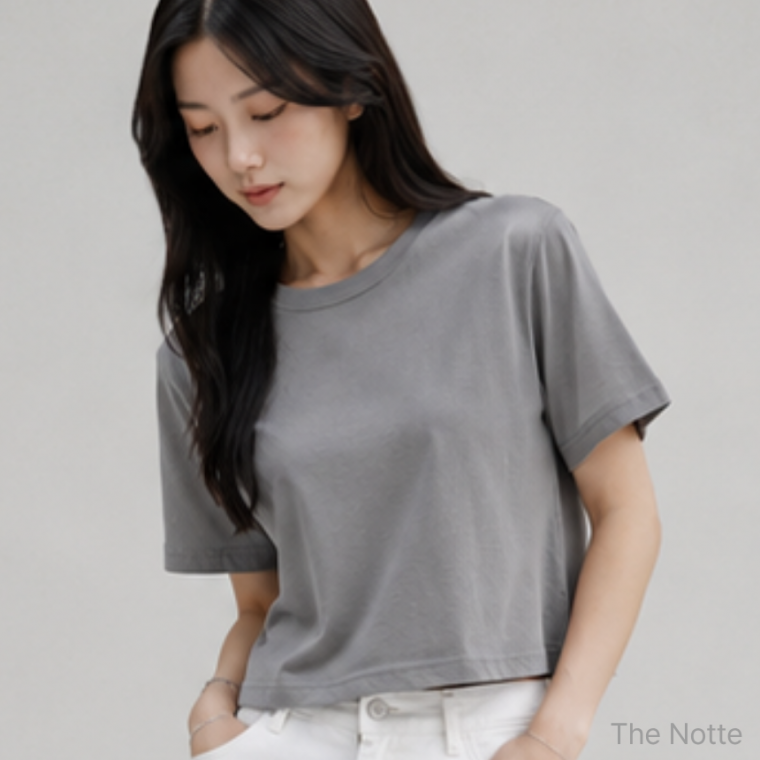 디노테 데일리 세미크롭 반팔티 키작녀쇼핑몰 크롭티 여성크롭티 키작녀코디 반팔티 여성티셔츠 여성반팔티