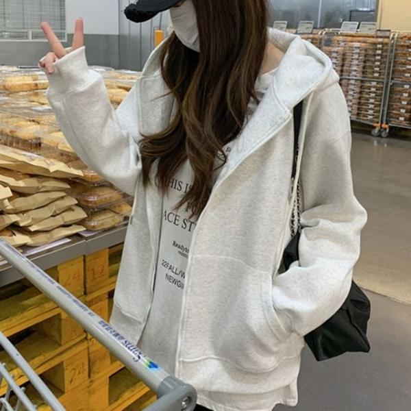 기본 베이직 오버핏 커플 학생 교복 파스텔 후드집업