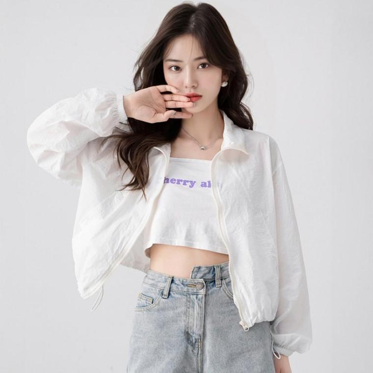 여름 얇은 크롭 카라 바람막이 바스락 초경량 숏 윈드 자켓 점퍼