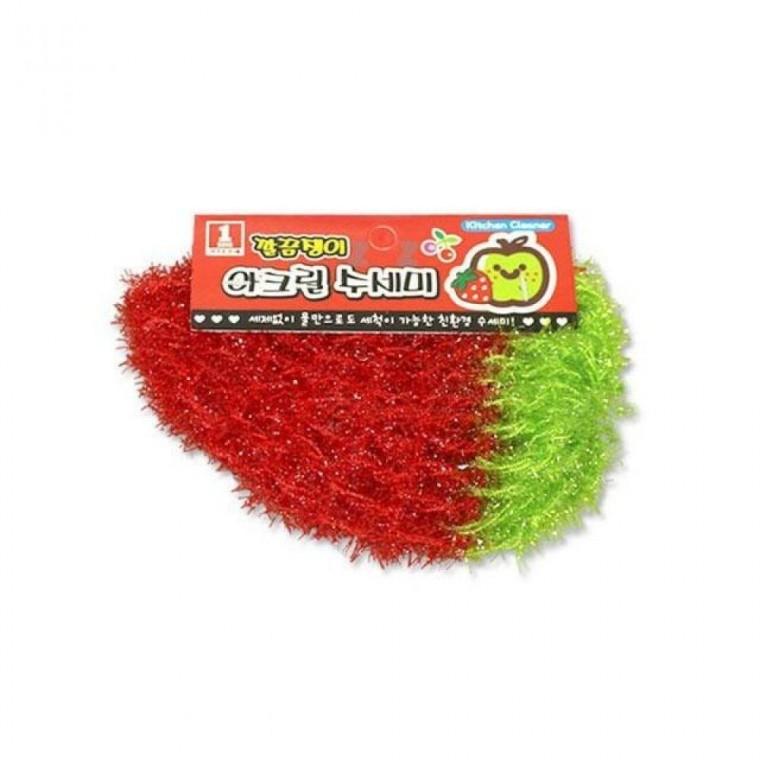 딸기 아크릴 수세미 설거지 식당 주방
