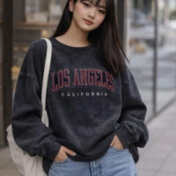 빈티지 레터링 워싱 오버핏 맨투맨 티셔츠