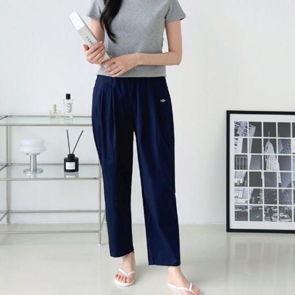 여성 여름 일자 핀턱 밴딩 데일리 바지