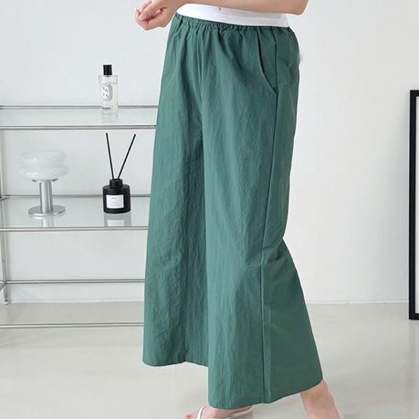 바스락 여름 와이드 밴딩 여성 바지
