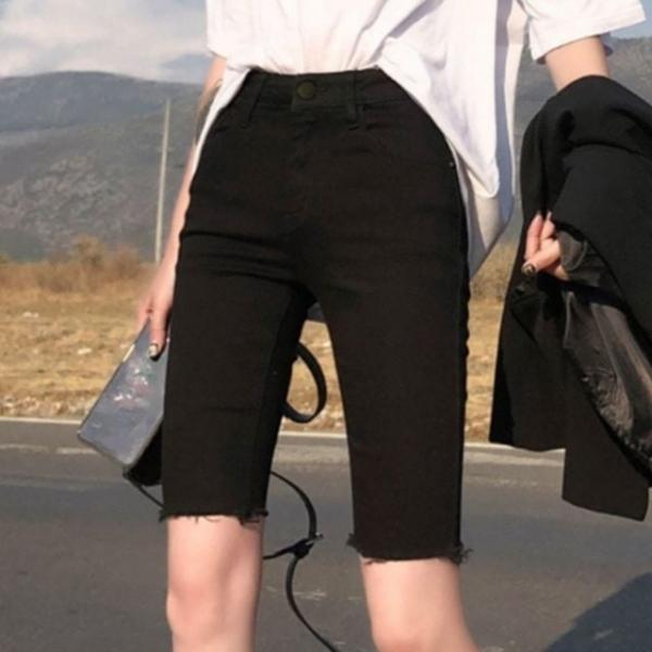5부 팬츠 블랙 슬림 여름 여성 반바지