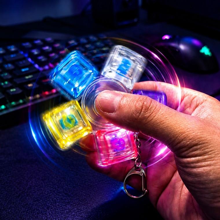 LED 키캡 스피너 클리커 5구 LED 키보드 키링 딸깍이 딸각 동대문 킵캡 피젯 토이 장난감