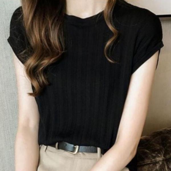 캡소매 라운드 골지 나시티 나시 티셔츠