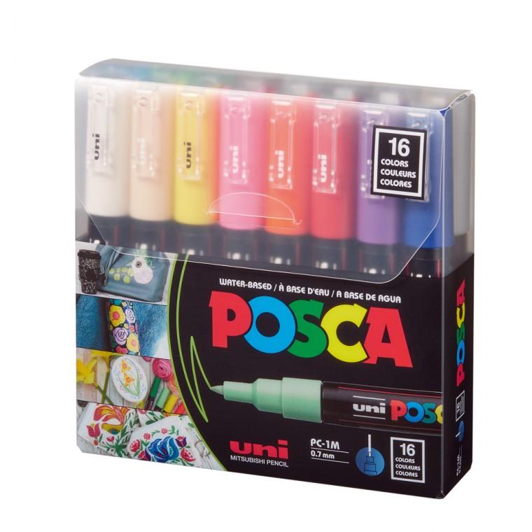 유니볼 포스카 16색 세트 0.7mm/PC-1M