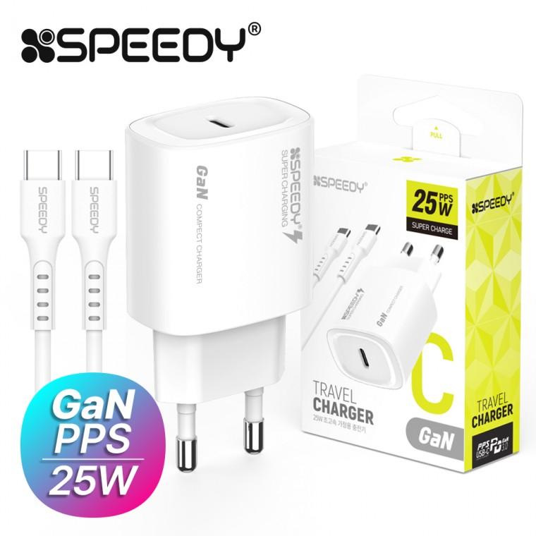 (Inc) 스피디 PD 25W C포트 1구 초고속 가정용 충전기 분리형 CtoC 케이블 포함