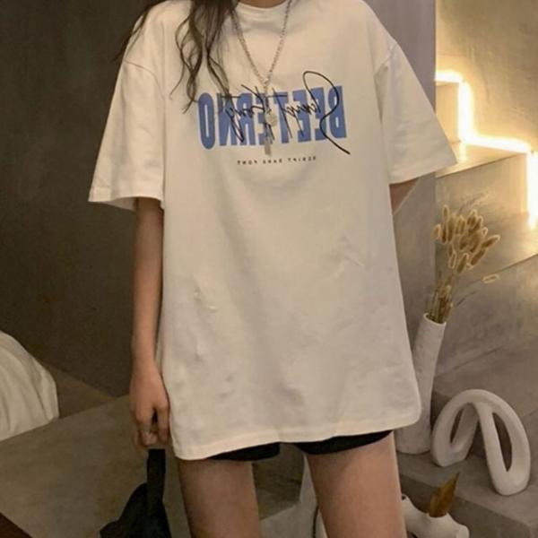 레터링 반팔 오버핏 빈티지 티셔츠