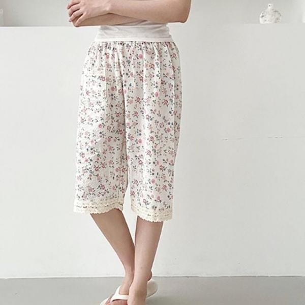 여성 플라워 잠옷 파자바 바지 인견 반바지