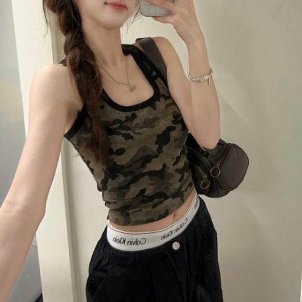 밀리터리 나시티 슬림핏 ㅋ롭 나시탑 티셔츠