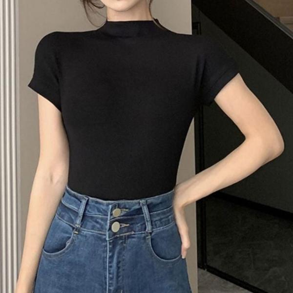 슬림핏 반목 반폴라 이너티 이너 반팔 티셔츠